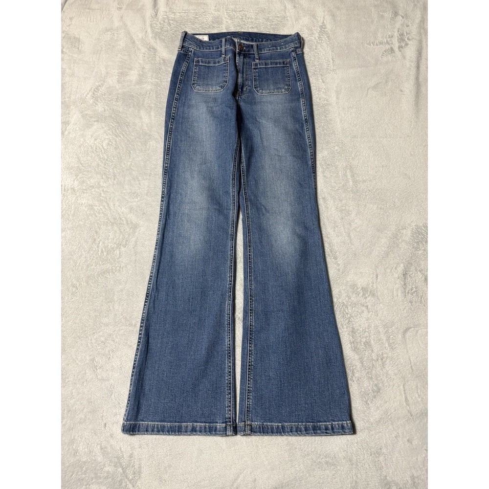 GAP 70s Flare Jeans Womens 4 High Rise Patch Pocket Medium Wash Denim 27x31